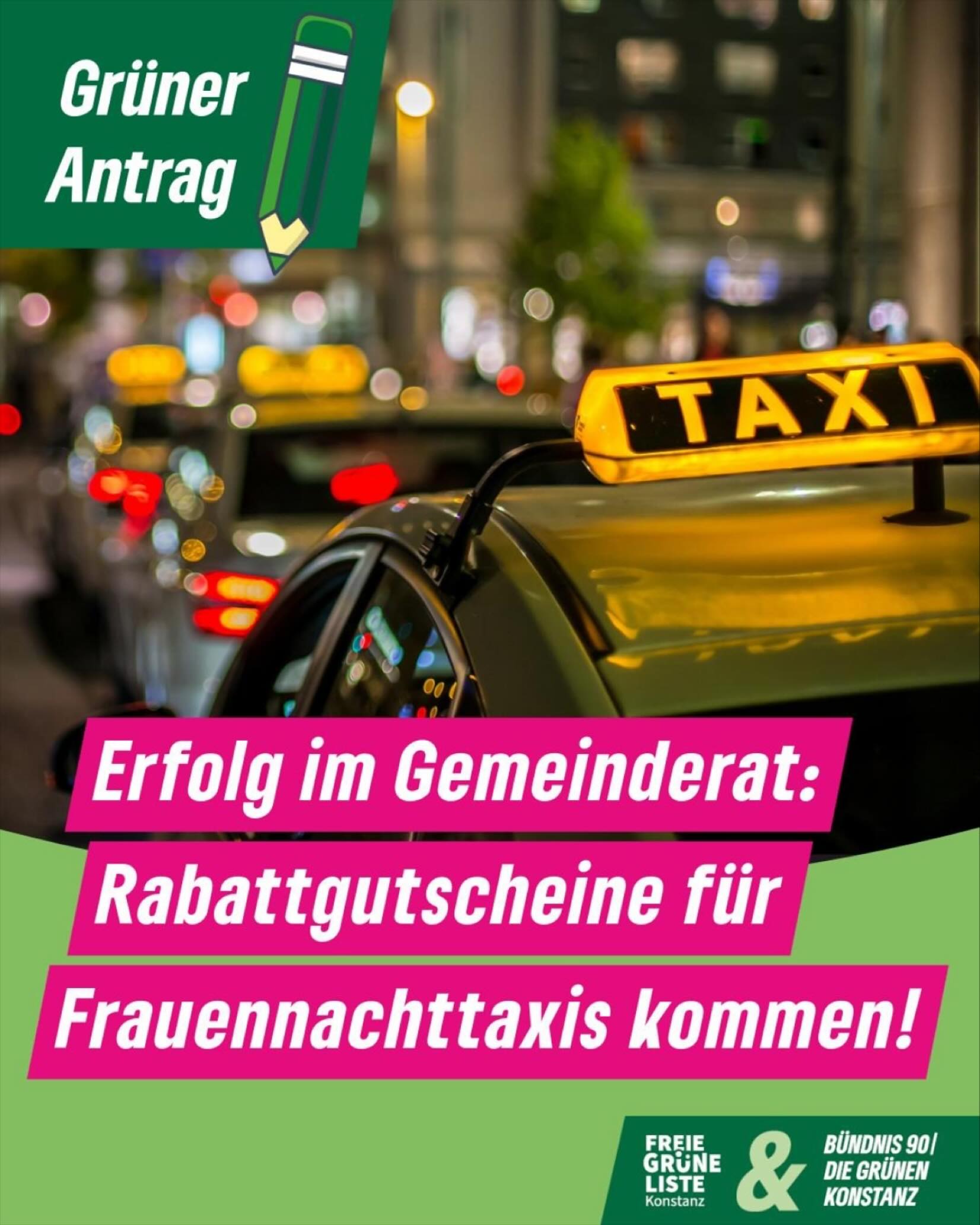 Sicher nach Hause – Konstanz handelt! 🚕  Der Gemeinderat #Konstanz hat entschieden: Das Frauennachttaxi kommt – zunächst in einem einjährigen Pilotprojekt!  Ein Erfolg auf Antrag unserer Fraktion – ein starkes Signal für mehr Sicherheit, Sichtbarkeit und Selbstbestimmung von Frauen in unserer Stadt.  Das Budget? 10.000 Euro. Ein kleiner Betrag – aber mit großer Wirkung. Denn mit diesen Mitteln wird endlich eine Datenlage geschaffen, um das Projekt zu evaluieren und hoffentlich langfristig zu verstetigen.  Zwischen 23 und 5 Uhr, wenn kaum noch Busse fahren, können Frauen künftig einen 5-Euro-Rabattgutschein nutzen, um billiger mit dem Taxi nach Hause fahren zu können.  Das ist kein Luxus.
Das ist Gleichberechtigung, ganz praktisch.
Denn unsere Töchter, Schwestern und Freundinnen sind nicht durch das Stadtbild bedroht, sondern durch Männer die Grenzen überschreiten.  Danke an alle, die sich dafür stark gemacht haben. 💜