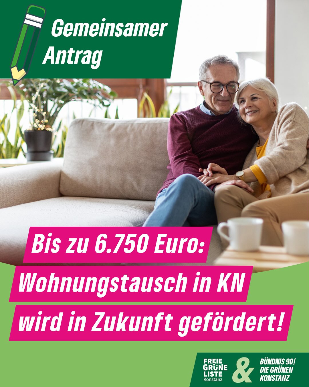 Auf unsere Initiative hin gab es einen überfraktionellen Antrag zur finanziellen Förderung für das Tauschen von Wohnungen in Konstanz. Dieser Antrag wurde jetzt einstimmig im TUA vorberaten und wird nächste Woche im Gemeinderat besprochen. Die Verwaltung wird dann nach positivem Beschluss des Gemeinderats den neuen „Wohnflächenbonus“ des Landes für Konstanz einführen 🏘  Ziel ist, dass Menschen, die in zu großen Wohnungen wohnen (zum Beispiel, da Kinder ausgezogen sind) finanzielle Anreize erhalten, ihre Wohnungen mit Haushalten zu tauschen, die mehr Raum benötigen (zum Beispiel, da Kinder geboren wurden). Je nach dem, wie groß die Wohnflächenreduzierung ist, gibt es eine Prämie zwischen 2.700- 6.750 Euro für den Umzug. Die Mindestgrenze für die Wohnflächenreduzierung liegt bei 15 Quadratmetern.  Die aktuelle Debatte um die Mietpreisbremse in #Konstanz zeigt: Die Situation am Wohnungsmarkt ist und bleibt angespannt. Das Tauschen von Wohnungen ist ein einfaches Mittel, um mehr Menschen passenden Wohnraum in Konstanz ermöglichen zu können. Die effizientere Verteilung von Wohnraum ist auch aus Klima-Perspektive sehr zu begrüßen 🌍  Danke an alle anderen Fraktionen im Gemeinderat, dass wir diesen Antrag gemeinsam eingereicht haben 💚