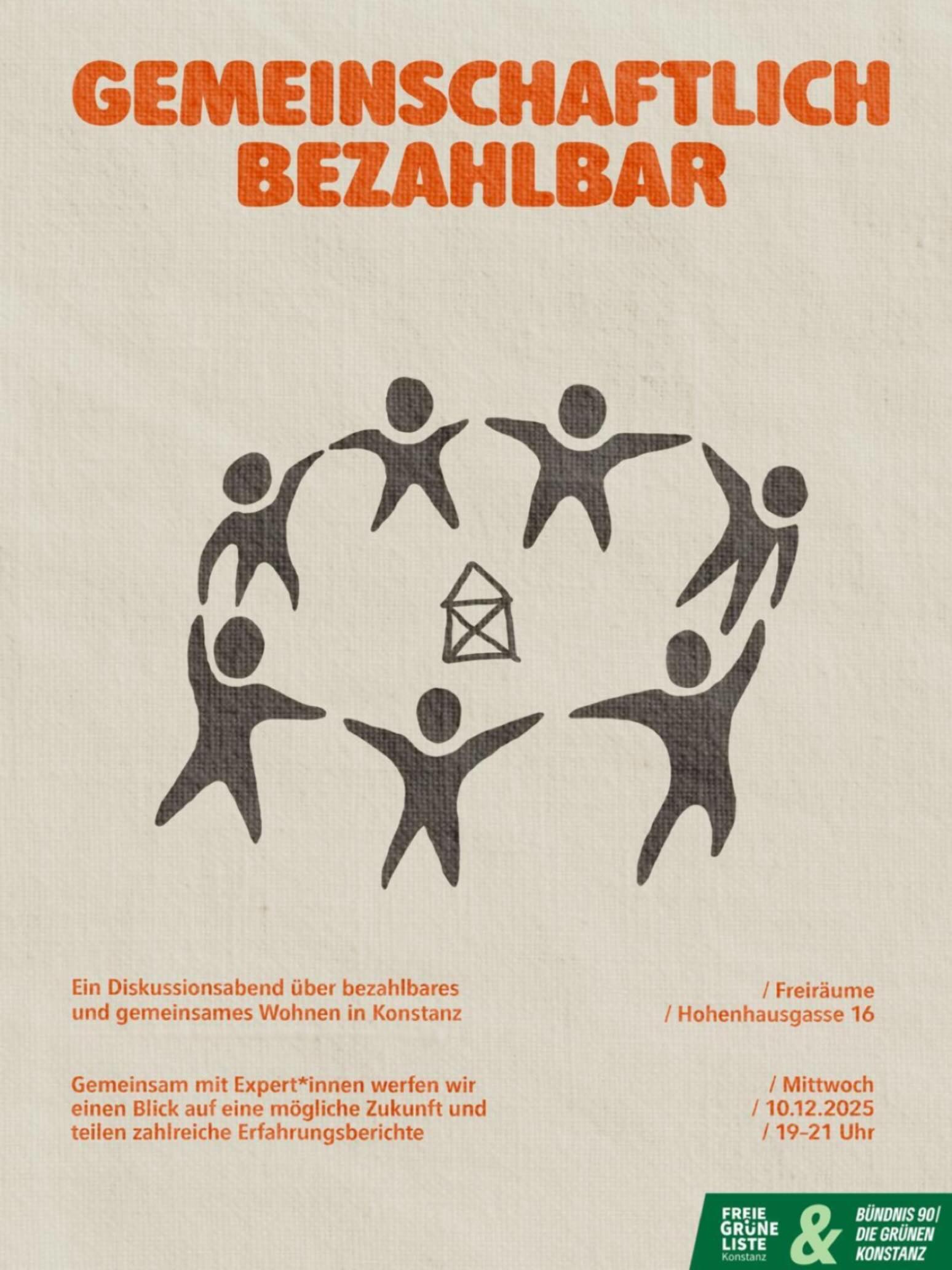 Grüner Tisch zu gemeinschaftlich bezahlbaren Wohnraum 🏘️  Mittwoch, 10.12.2025 19-21 Uhr
Freiräume, Hohenhausgasse 16  Ein Info- und Diskussionsabend für alle, die sich für bezahlbaren und spekulationsfreien Wohnraum in #Konstanz interessieren und noch dazu gerne mehr darüber erfahren möchten, wie gemeinschaftlich organisierte Projekte das gerade in Konstanz umsetzen wollen. Wir werfen den Blick auf mehrere geplante Projekte, die in den nächsten Jahren verwirklicht werden sollen.  Dabei sind:
Anna Heister - Wohnprojekt Konstanz (@wohnprojekt_konstanz)
Kai Wagner - Habitat Grenzbach e.V. (@habitat.grenzbach)
Lukas Esper - Statteilentwicklung Hafner