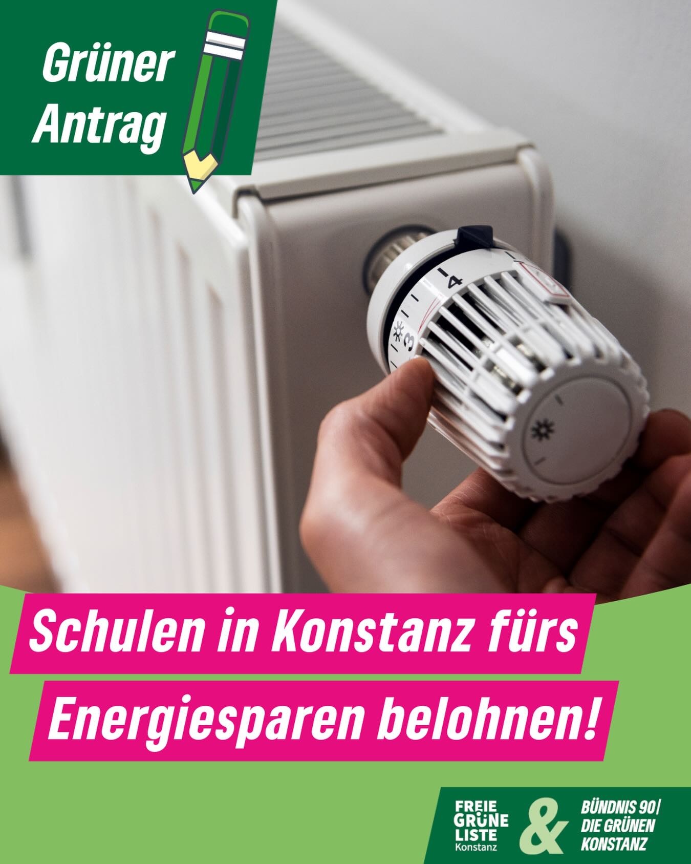 Konstanzer Schulen können sich in Zukunft fürs Energiesparen belohnen lassen! 💚  Unser 50/50-Antrag wurde im letzten Technischen Ausschuss mit großer Mehrheit angenommen. Worum geht es: Schulen sollen dafür belohnt werden, dass sie Energie einsparen helfen und erhalten 50% der eingesparten Kosten zur freien Verfügung. Das hat vor Jahren an der Wallgutschule schon einmal gut funktioniert. Damals halfen die Schüler*innen der Wallgutschule mit, Energie zu sparen beim Licht und bei der Heizung. Am Jahresende wurden sie dafür mit einem schönen Geschenk belohnt. Experten gehen nach wie vor davon aus, dass 40% der Energie über reines Sparen eingespart werden könnte!